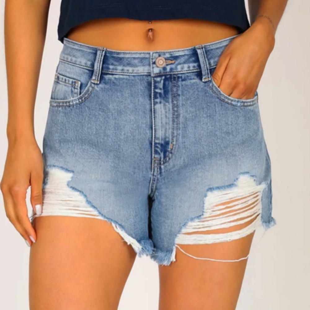 REWASH super high rise vintage reunion distressed stretch jean shorts size 24